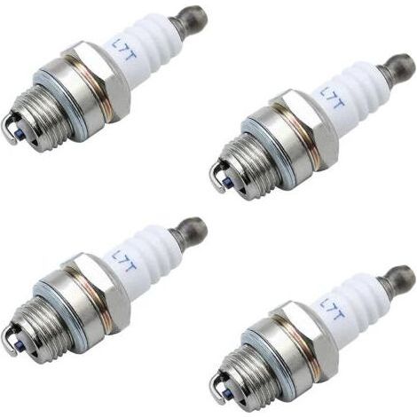 Lot de 4 bougies dallumage L7T pour moteurs 2 temps- compatibles avec les débroussailleuses, tondeuses à gazon, coupe-haies, motoculteurs et tronçonneuses (1/5)