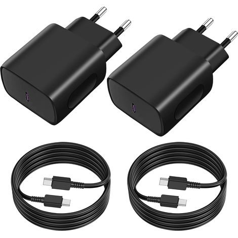 Chargeur USB C 45WX2 +2MX2 câble USB C, Charge Rapide pour Samsung Galaxy S25/S24/S23/ S22 /S21 /S21 Ultra,S20 FE, A16/A15/A14/A54/A53/A34,Chargeur Type C Secteur Adaptateur pour iPhone Huawei Xiaomi (1/5)