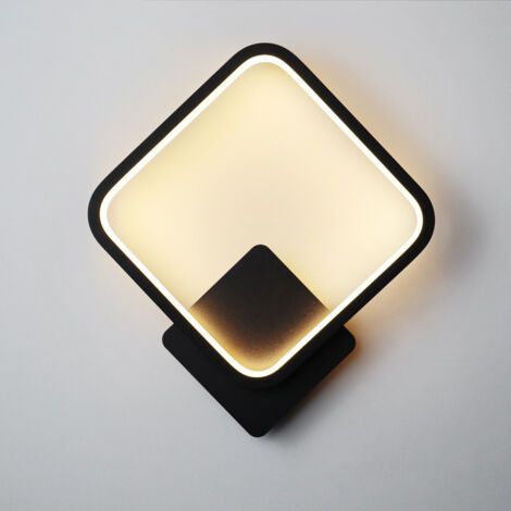 Applique Murale Intérieure LED,14W 1600LM Moderne Lampe Murale,Trois Modes Température de Couleur-3000K/4000K/6000K Noir Carré Luminaire Mural pour Chambre Salon Couloir Escalier 30CM 220V (1/5)