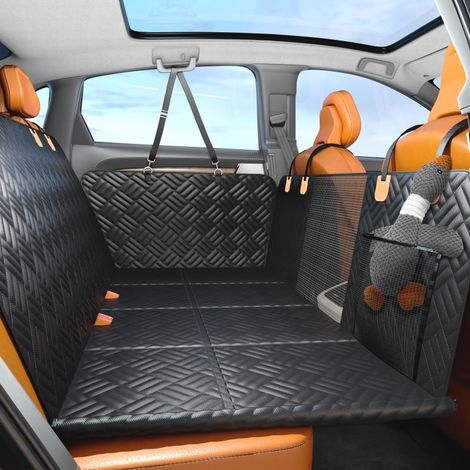 Housse de siège auto pour chien, extension rigide pour siège arrière, supporte jusqu'à 180 kg, convient aux voitures, SUV et camions, noir et orange