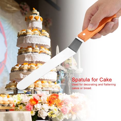Spatule en acier inoxydable avec manche en bois pour lisser le gâteau, le pain et la crème, outil de pâtisserie (2) (1/5)