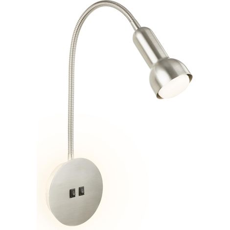 Lampe de lecture avec rétroéclairage, Applique murale d'intérieur orientable, Lampe LED avec 2 interrupteurs, Applique murale d'intérieur, Nickel mat (1/5)