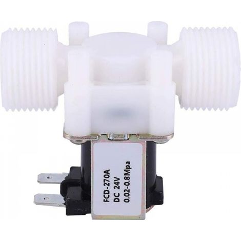 Électrovanne Électrique Unidirectionnelle en Plastique G3/4 NC Vanne Électromagnétique à Filetage Mâle d'Entrée d'Eau Normalement Fermée(DC24V) (1/5)