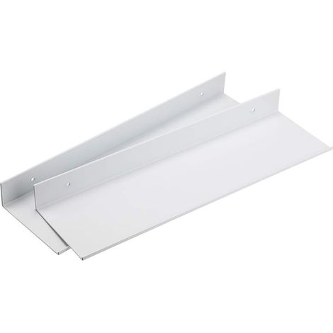 Lot de 2 étagères murales flottantes en alliage d'aluminium pour salle de bain, salon, bureau, chambre, salle de bain, cuisine (40 cm, blanc) (1/5)