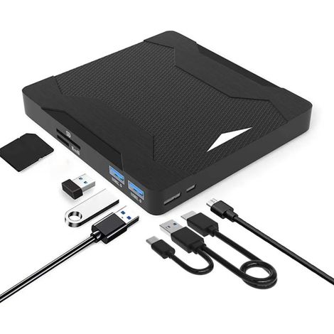 Unità CD/VCD esterna 5 in 1, compatibile con laptop, PC, MacBook e sistemi Windows e Linux. (1/4)