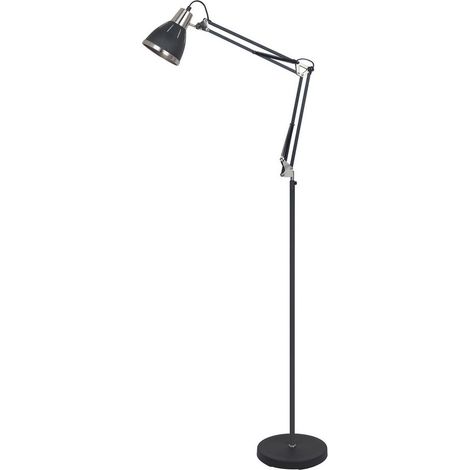 Italux Remiro - Lampadaire Industriel Et Rétro Noir 1 Lumière avec Abat-Jour En Acier, E27