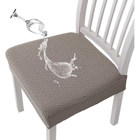 Stuhlhussen Jacquard wasserdicht für Esszimmer, 4 Stück, Taupe (1/5)