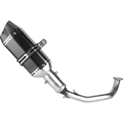Kit Échappement Complet + Silencieux Carbone Style Slip-On pour Scooter GY6 125, Tuyau de Pot Performance, Échappement Sport Motoculteur, 4 Pièces (1/5)