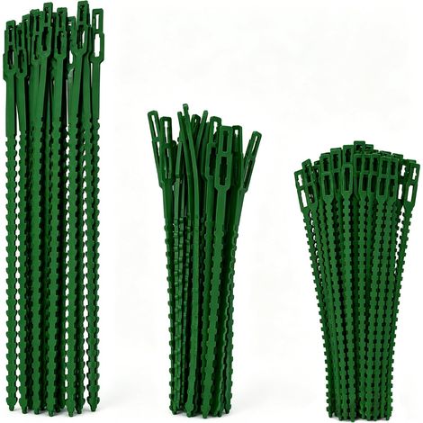 160pcs Attache Plante Liens Réglables Jardinage, Liant Végétal en Plastique Vert, Pinces à Plantes, Attache Tuteur Plante, Réutilisables pour Stabiliser Les Plantes (3 Tailles) (1/5)