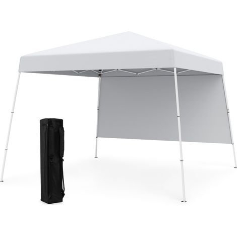 Tenda pop-up con 1 parete laterale e zaino portatile, Riparo per patio esterno pieghevole gazebo per spiaggia Bianco (1/3)