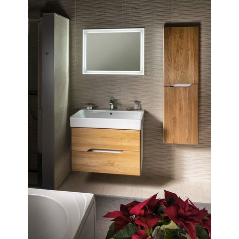 Salle de bain MEDIENA 80, blanc mat/oak naturel (1/5)