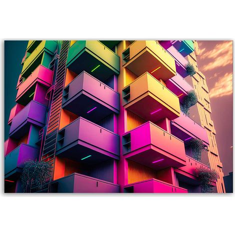 Tableau architecture urbaine colorée (1/5)