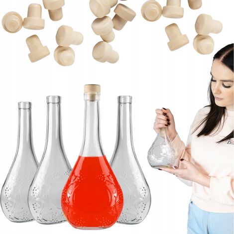 Lot de 5 bouteilles en verre de 500 ml de raisin (0,5 l) pour liqueurs, jus, vin, alcool de contrebande. (1/5)