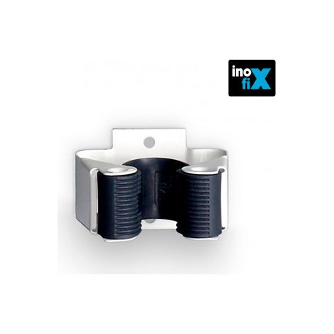 INOFIX - Accroche balai adhésif + vis blanc simple blister de 2