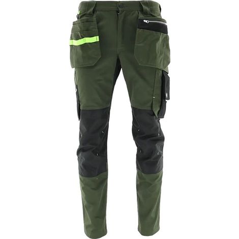 Pantalones de trabajo 24H Sara Fitter color verde oliva-negro, talla 48M