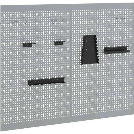 Panneau mural à outils 2 pcs Gris 100 x 1 x 80 cm (1/5)