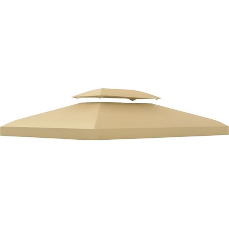 Toiture de remplacement pour tonnelle de 3 x 4 m, hydrofuge, double toiture, beige