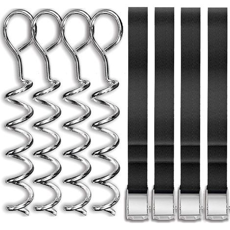 Set mit 4 Hundepflöcken, Metallschraubankern mit Ösen, Hundeschraubankern mit Gurt (1/5)