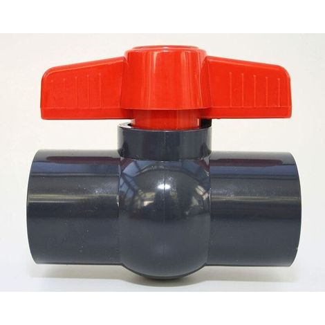 Vanne à bille 50 mm avec 2 manchons adhésifs 1 1/2 en PVC, U 10 bar (1/4)