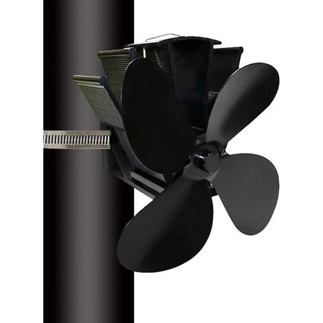 Ventilateur de cheminée sans aimant, silencieux, 4 pales thermodynamiques pour poêle à bois, diffuseur de chaleur mural, chauffage domestique économe, sans pile ni moteur (1/5)