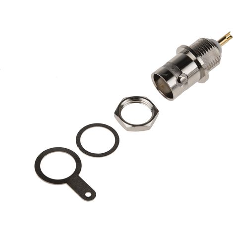 Connecteur coaxial RS PRO Femelle Droit, raccordement A souder 50O Montage panneau ( Prix pour 1 ) (1/4)