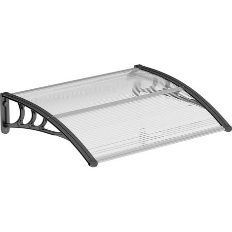 Awning Outsunny Awning of door input, roof awning of door outdoor in polycarbonate and aluminum resistant roof shelter protection against the rain and UV for patio, balcony, 100 x 75 cm, vh (1/5)
