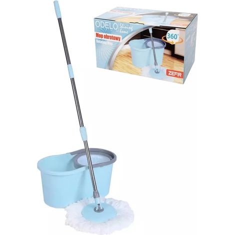 Set di mocio rotante con secchio e manico, blu zefiro (1/5)