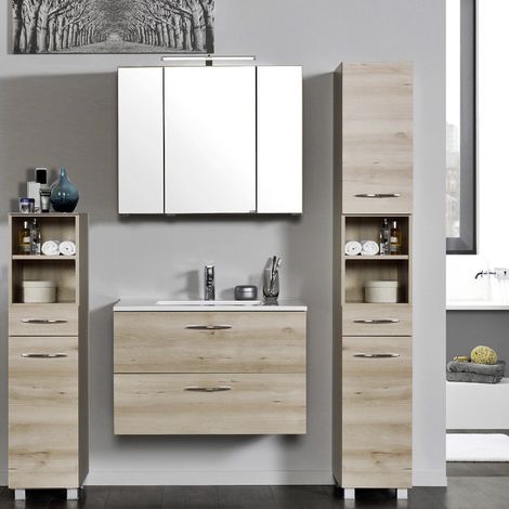Badmöbel Set BERGAMO-03, 4-teilig, Buche Iconic Nb., B x H x T ca.: 180 x 200 x 48cm (1/5)
