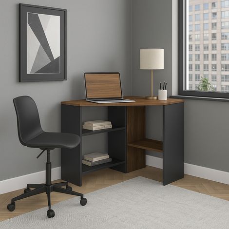 Alison Bureau d'angle modern 72 cm (Noyer et Noir)