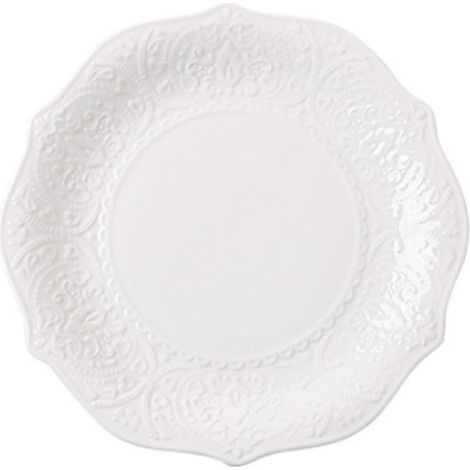 Lot de 1 assiettes plates en porcelaine blanche de 26,7 cm avec impression en relief pour dîner, restaurant, fête de famille et cuisine, passe au micro-ondes, au four, au lave-vaisselle