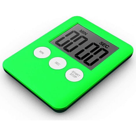 Minuteur de cuisine carré à écran LCD fin, avec compte à rebours et alarme magnétique, vert. (1/3)