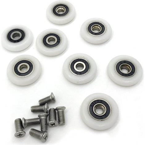 8-teiliges Rollenset für Duschtüren, Schiebetürrollen für Duschtüren, 19 mm rostfreie Duschtürrollen, robuste und langlebige Rollen für Duschkabinen und Glastüren im Badezimmer. (1/5)