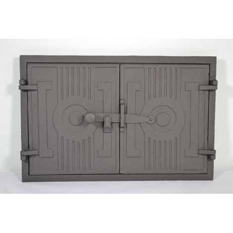 DZ059 - 42 x 27 - Gusseisentür für Brotbackofen, Schwarz