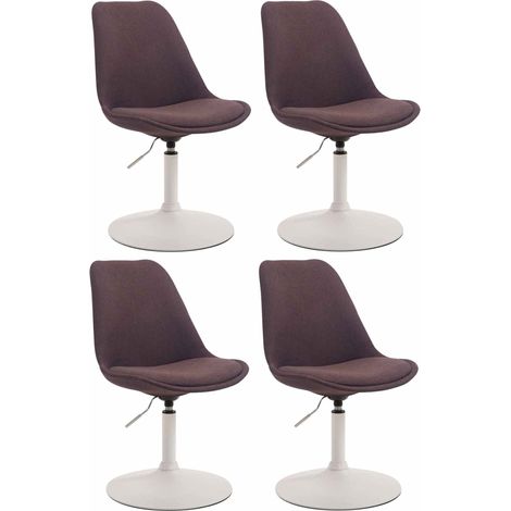 Lot de 4 chaises de salle à manger pivotante hauteur réglable en tissu marron et pied trompette en métal blanc 100008635 (1/4)