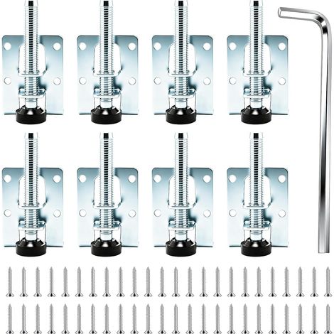 8 Pcs Pied de Meuble Reglable, Pieds de Meubles Réglables 55/102 mm, Pied de Nivellement, Pieds de Meuble Reglable pour Armoires, Tables, établis et étagères, Vis et clé incluses (1/5)