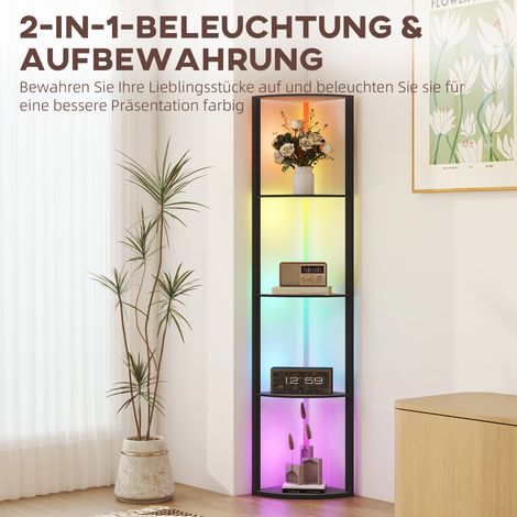 Lampe sur pied LED à intensité variable 5 niveaux, avec étagère, changement de couleur RGB, télécommande (1/5)