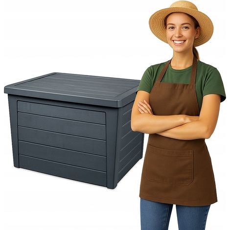 Contenitore organizer da giardino per terrazzo o balcone, 160 litri, colore antracite (1/5)