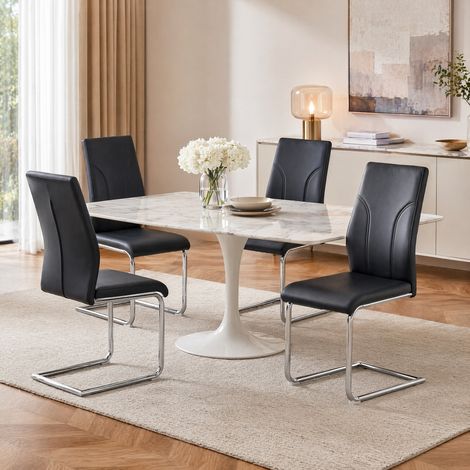 MEUBLIV Set di 2 sedie da pranzo nere in PU 40,6 x 40 x 95 cm (1/5)
