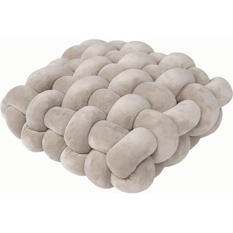 Coussin de chaise carré tissé – Gris clair – Dimensions 30 × 33 × 12 cm (1/5)