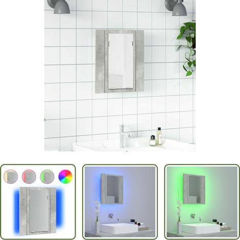 vidaXL Spiegel Schrank - LED-Bad-Spiegelschrank Betongrau 40x12x45 cm Acryl (1/5)