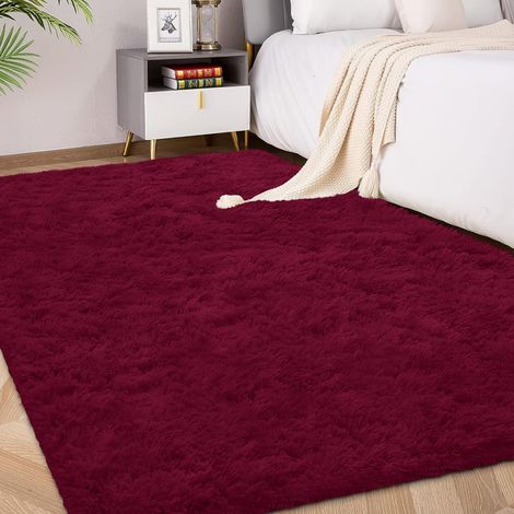 Tapis à Poils Longs 120x180cm Prune Tapis Doux antidérapant Moelleux Grand tapis pour salon, chambre et espace jeu, confortable pour toute famille et animaux domestiques, avec base antidérapante (1/5)