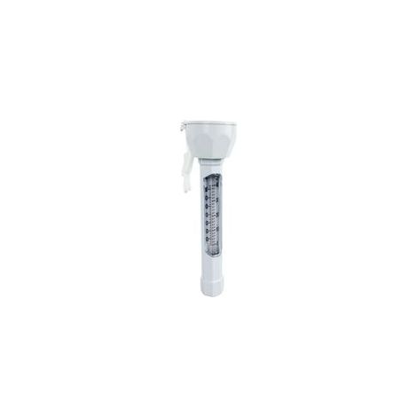 Linxor – Termómetro de piscina flotante blanco con cordón – Lecture rapide température – Plástico duradero – Ø 6 cm para lavabo y SPA