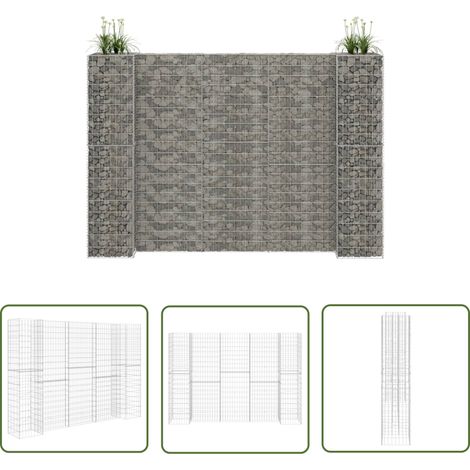 The Living Store H-förmiger Gabionen-Pflanzkorb Stahldraht 260x40x180 cm - Gabionen-Pflanzkorb - H-Form - Gartendeko - Blumenkasten - Hochbeet (1/5)