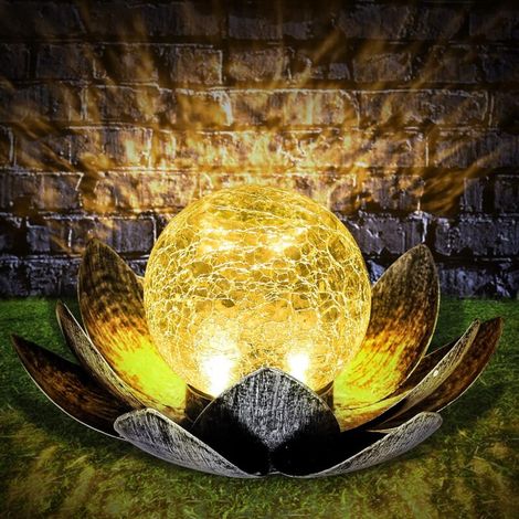 Lampe solaire fleur de lotus LED étanche – Décoration jardin et étang – Matériaux métal et verre – IP65 – Autonomie 8-10 heures (1/5)