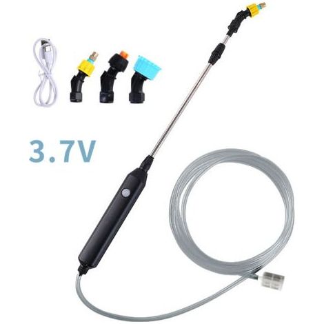 Pulvérisateur d'eau de jardin à piles, pulvérisateur électrique portable, pulvérisateur de pelouse avec tige télescopique, 3 buses, tuyau de 2 m pour arrosage des plantes, lavage de voiture, nettoyage (1/4)