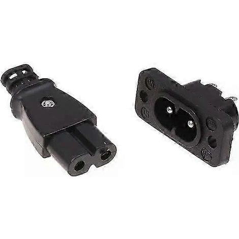 C8-Steckdose (männlich/weiblich), Einbaustecker, 35 mm × 15 mm, Wechselstrom 250 V, 25 A, 8-förmig (JXLGV) (1/5)