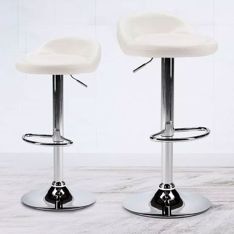 Set 2 Sgabelli Cucina Seduta Pelle Girevole Casa Bar Bianco Modello Parigi (1/4)
