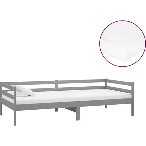 Maison Exclusive - Tagesbett mit Matratze 90x200 cm Grau Kiefer M