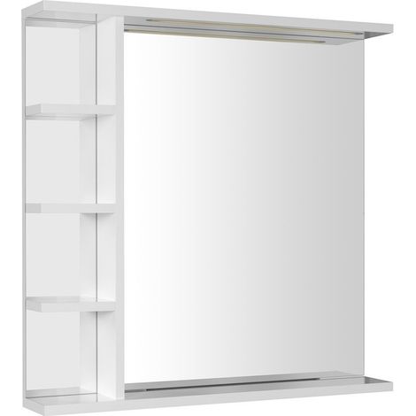Miroir KORIN STRIP avec éclairage LED et étagères 70x70x12cm (1/4)