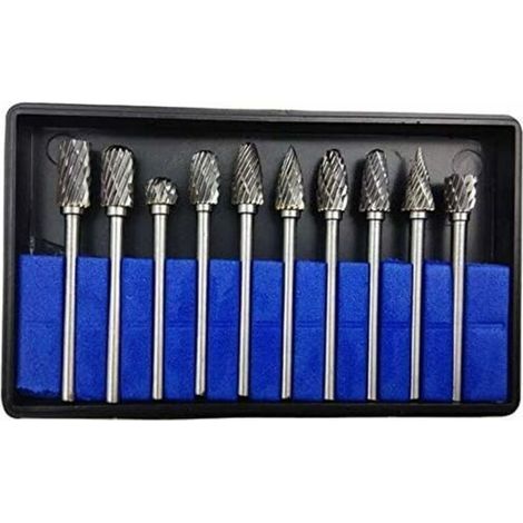 10PCS 3mmx6mm Rotary Cutter Carbide Rotary Burr Dremel Tools for Woodworking Engraving, Drilling (1/5)